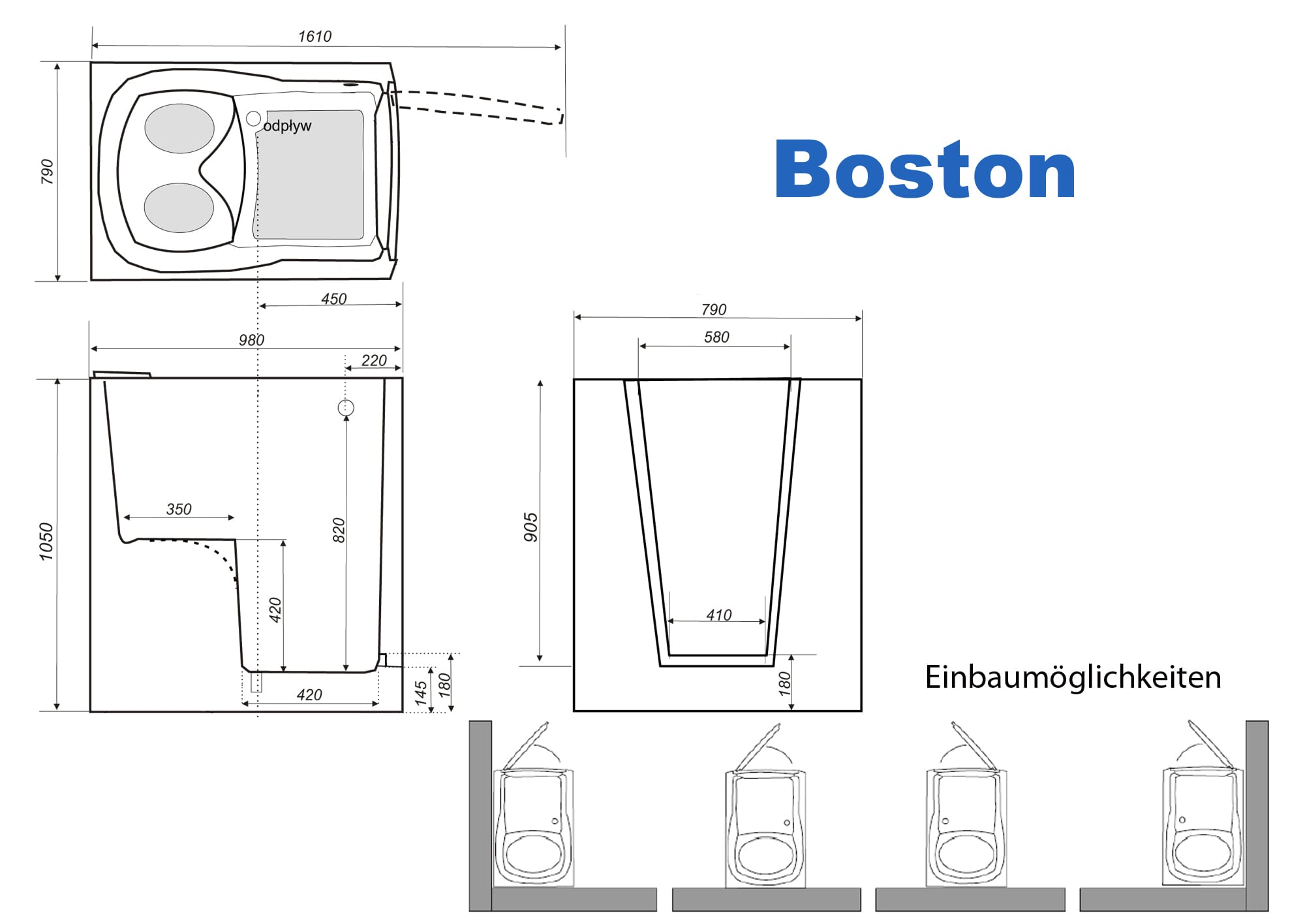 Badewanne mit Tür Einbaubeschreibung Boston