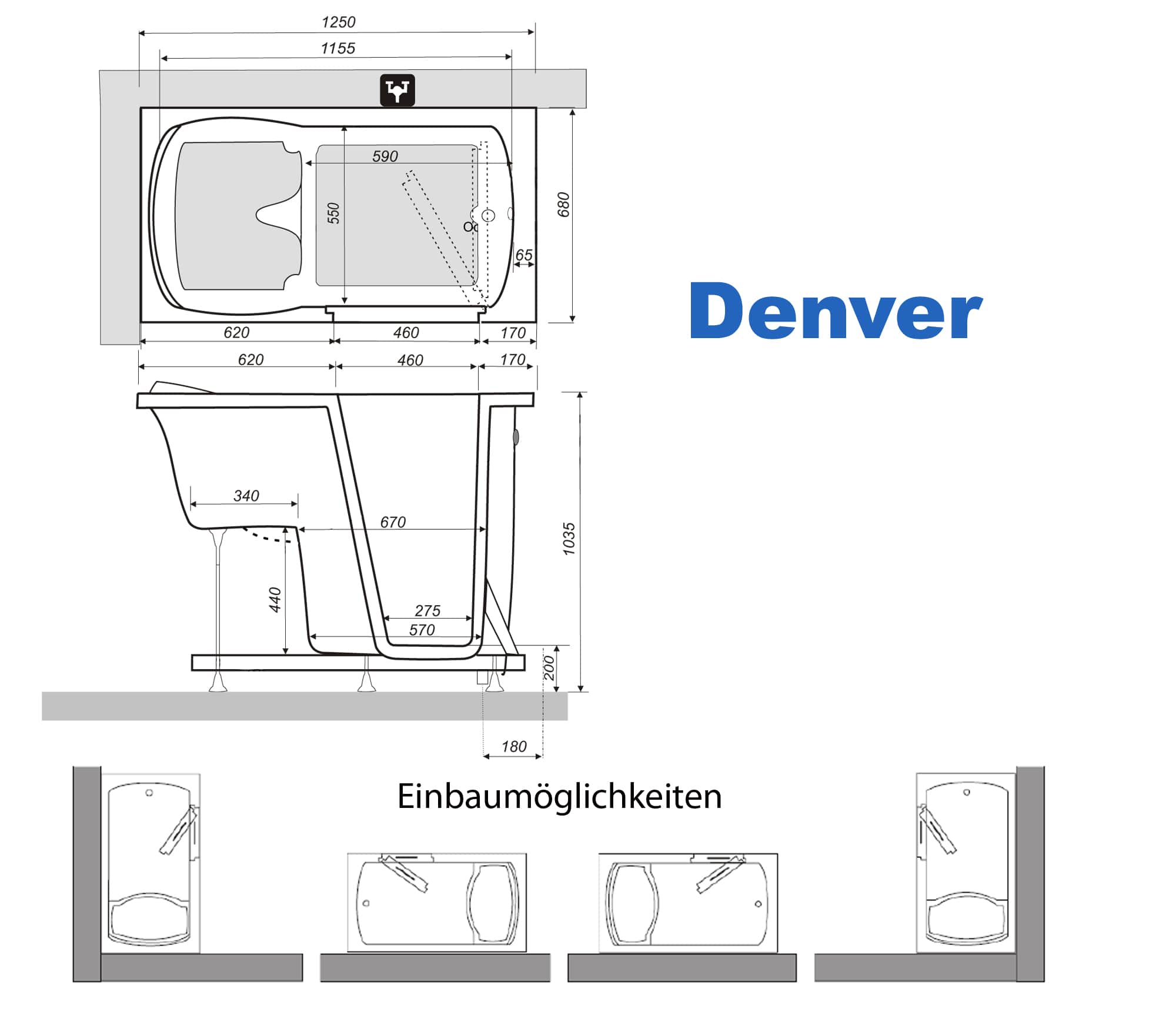 Badewanne mit Tür Einbaubeschreibung Denver