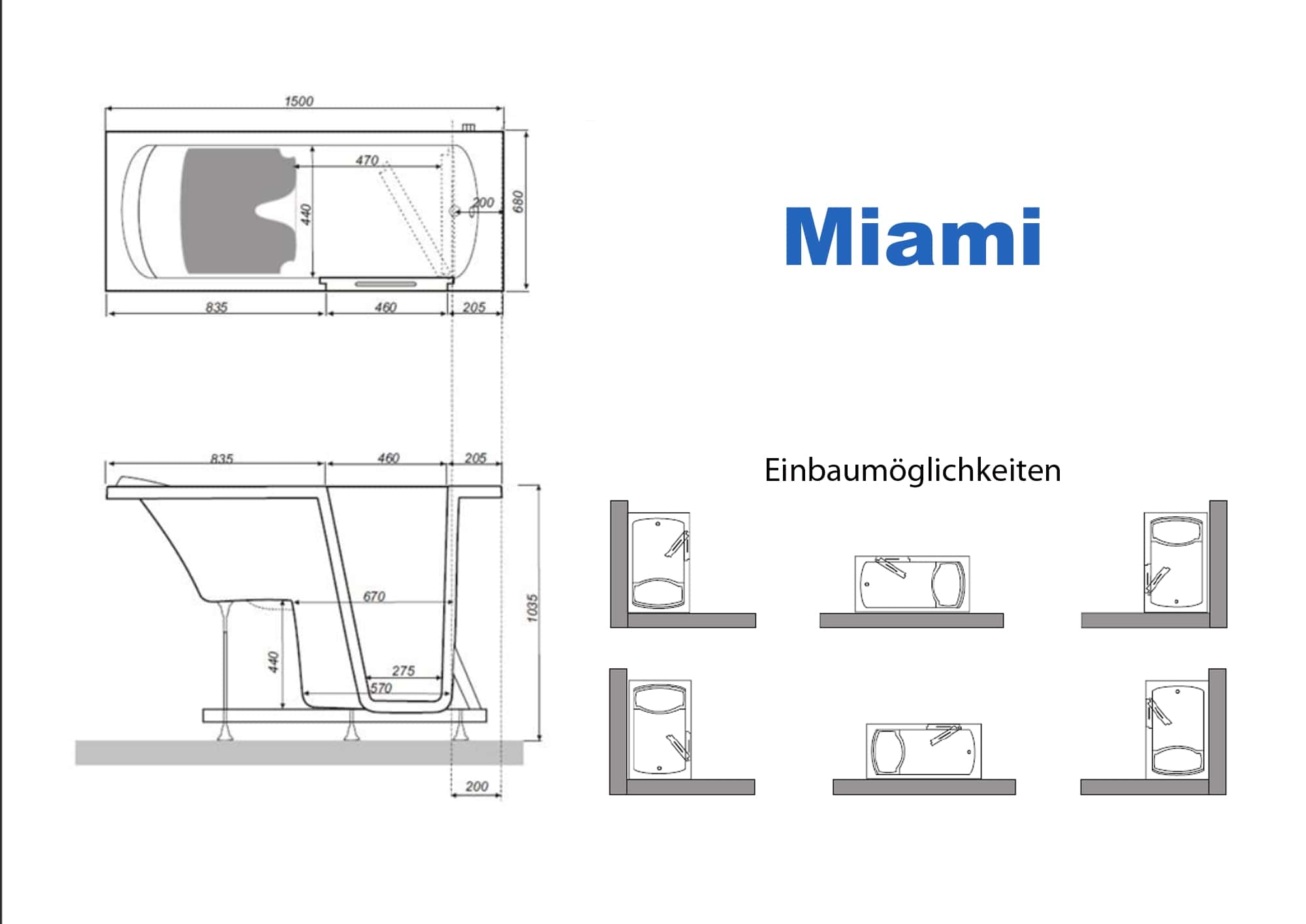 Badewanne mit Tür Einbaubeschreibung Miami