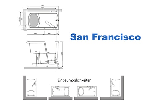 Badewanne mit Tür Einbaubeschreibung San Francisco